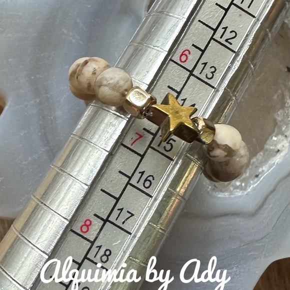 Alquimia by Ady gold star jasper beaded ring - Picture 2 of 2